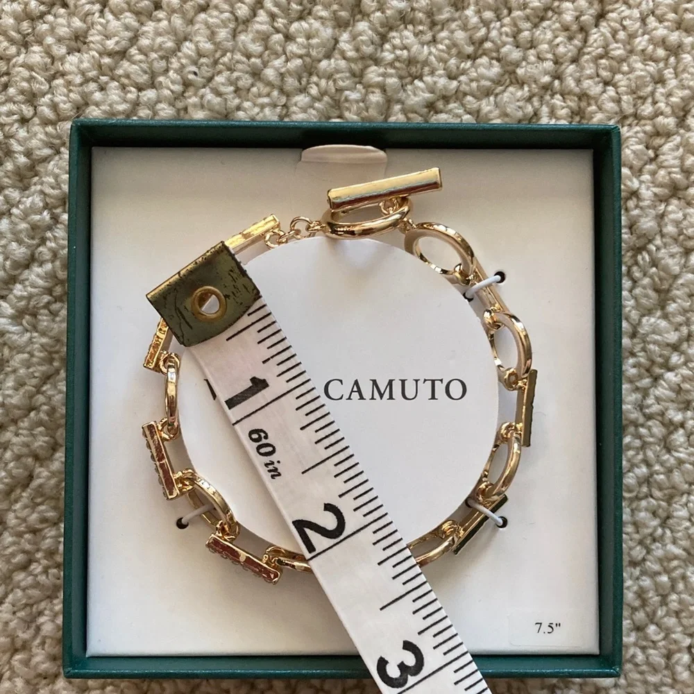 NEW Vince Camuto Chain Link Bracelet Pave 14kt Gold Plated Size 7.5” NIB